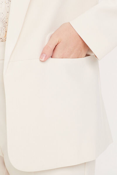 Veste blazer col châle ecru femme