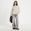 Blouse ajour&eacute;e manches longues blanc femme
