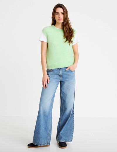 Pull sans manches vert pastel femme