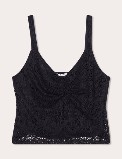 Débardeur cropped dentelle noir femme
