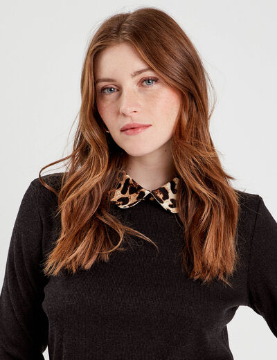 Pull manches longues noir femme