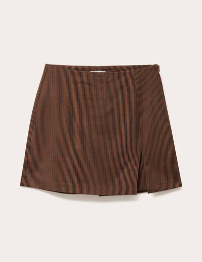 Jupe-short évasée marron foncé femme