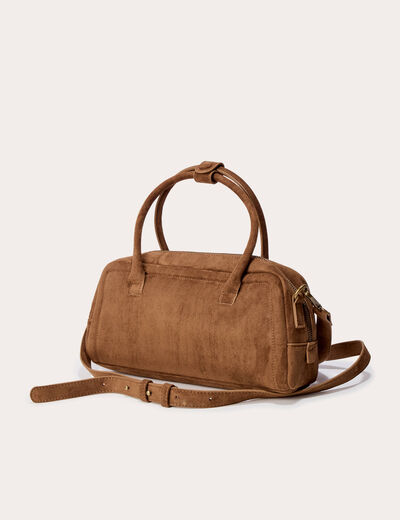 Sac aspect daim marron fonc&eacute; femme