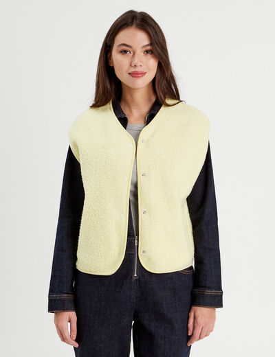 Gilet polaire sans manches jaune clair femme