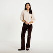 Pantalon bootcut taille haute velours marron fonc&eacute; femme