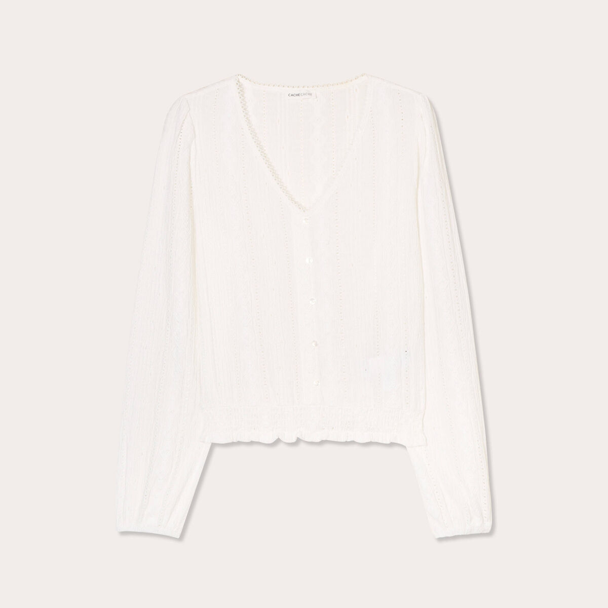 Blouse taille smockée ecru femme