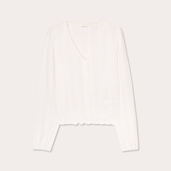 blouse taille smockee ecru femme Blouse taille smockée ecru femme