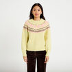 Pull col rond manches longues jaune clair femme