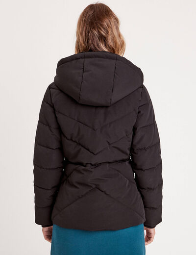 Doudoune cintrée à capuche noir femme