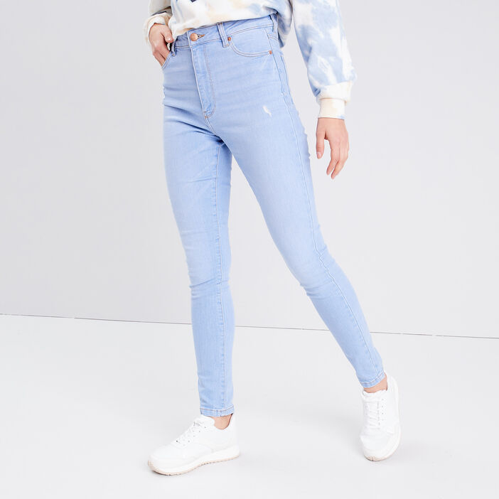 Jeans skinny taille haute denim baby bleu femme