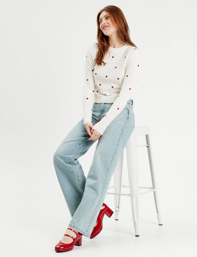 Pull manches longues rouge femme