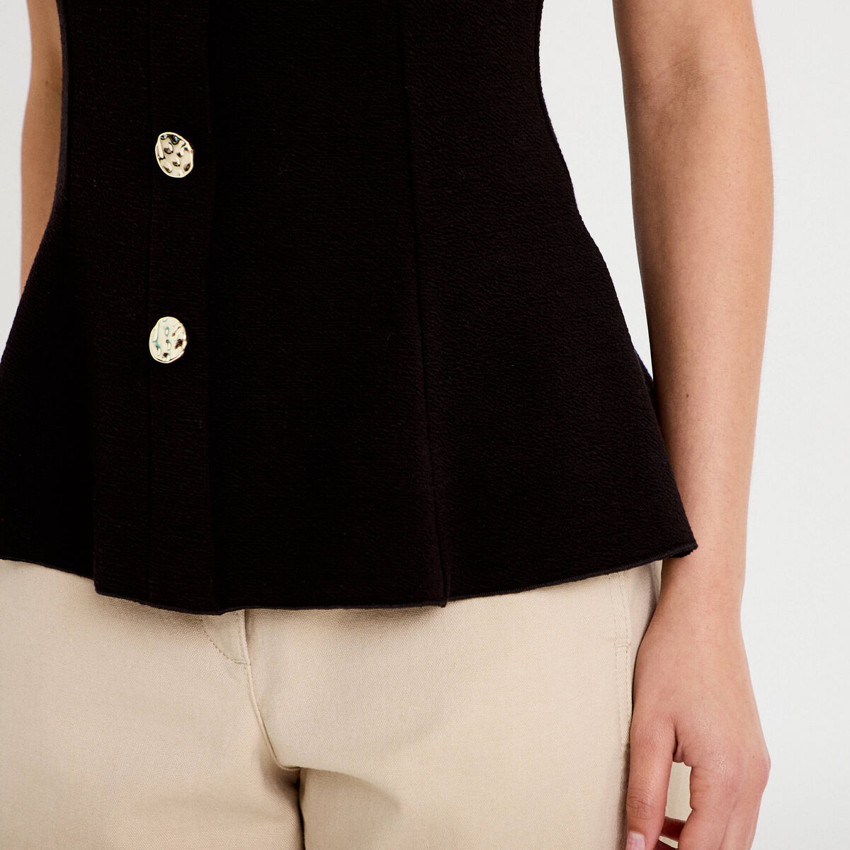 D&eacute;bardeur p&eacute;plum cintr&eacute; col coeur noir femme