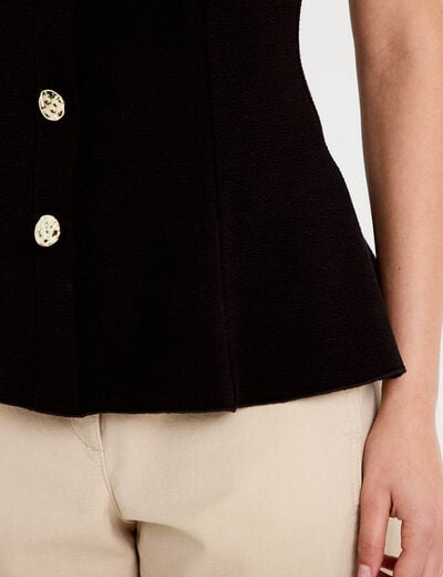 D&eacute;bardeur p&eacute;plum cintr&eacute; col coeur noir femme