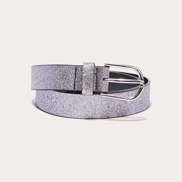 Ceinture pailletée denim noir enduit femme