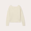 Pull manches longues col en V ecru femme