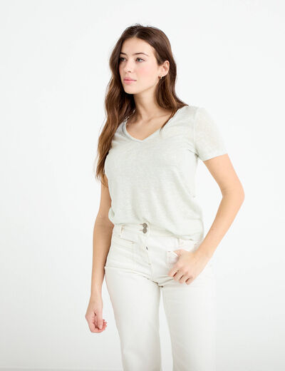 Femmes Uni T-Shirts Manches Courtes T-Shirt Coton Extensible Col Rond Haut