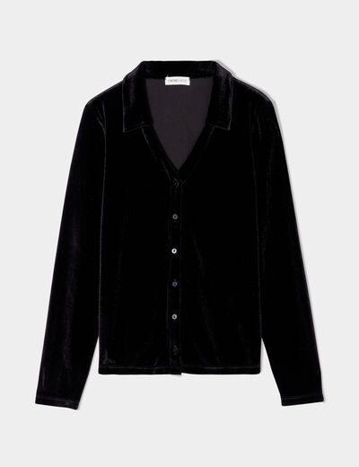 Chemise en velours noir femme