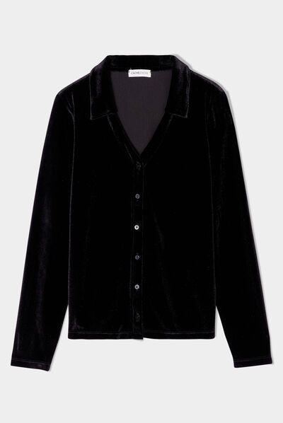Chemise en velours noir femme