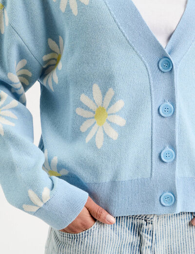 Gilet manches longues bleu pastel femme