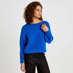 Pull ample col bateau manches longues bleu electrique femme