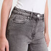 Jeans droit taille haute denim gris femme