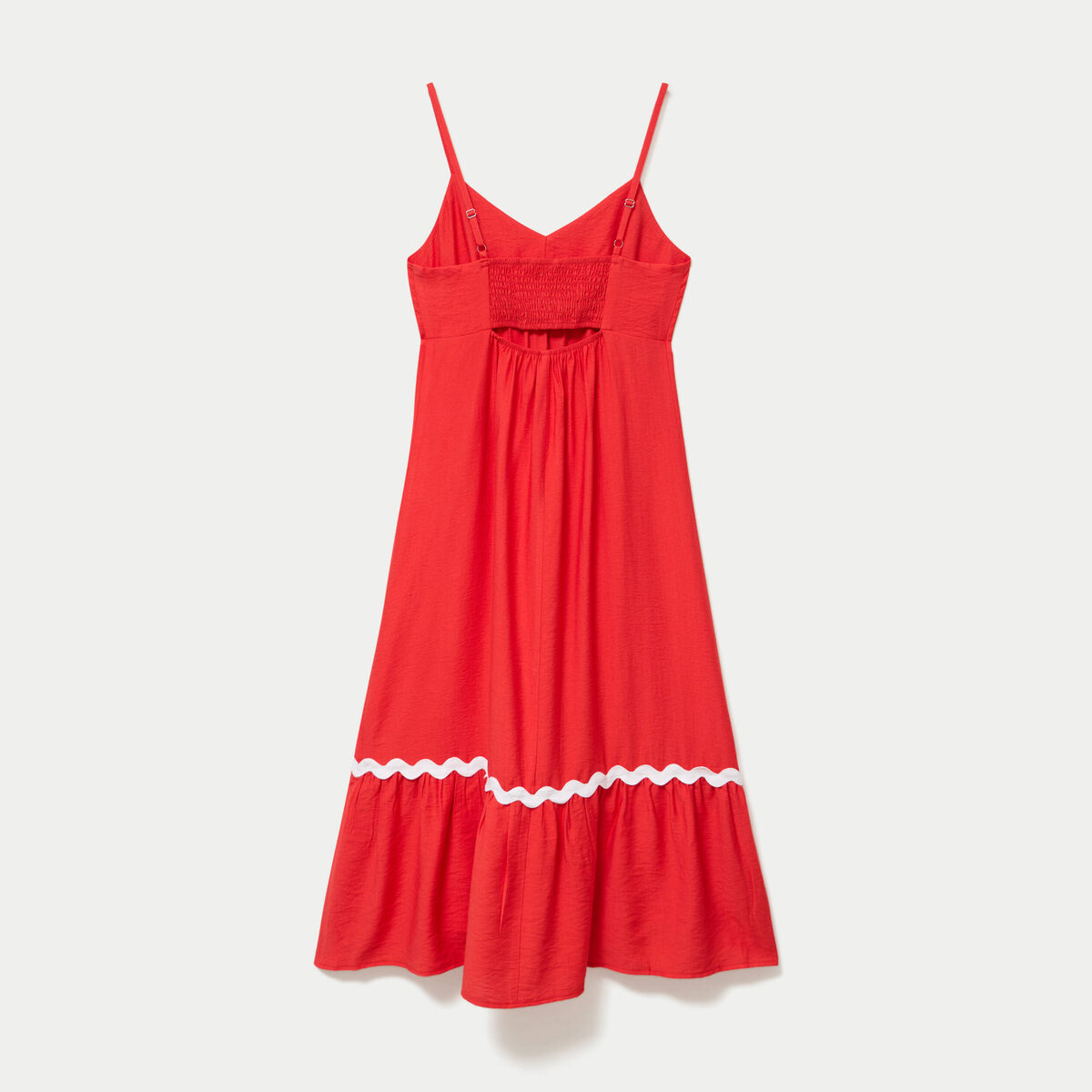 Robe longue &eacute;vas&eacute;e col v cr&ecirc;pe rouge femme