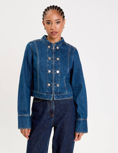 Veste en jean avec boutons denim stone femme