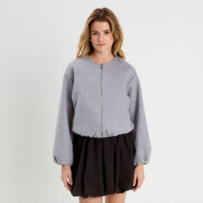 veste effet boule gris clair femme Veste effet boule gris clair femme