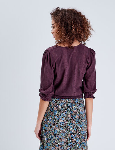 Blouse Sophie - manches 3/4 marron femme