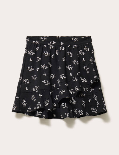 jupe courte évasée doublure recyclée noir femme