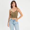 Blouse broderie anglaise vert foncé femme