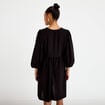 Robe droite courte col v manches 3/4 noir femme