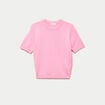 Pull ajust&eacute; court manches courtes rose femme