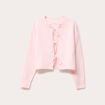 Gilet manches longues noué rose clair femme