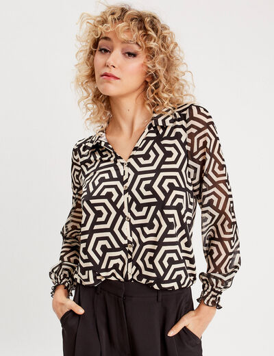 Blouse Paula - manches longues blanc femme
