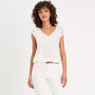 Blouse sans manches pliss&eacute;e ecru femme