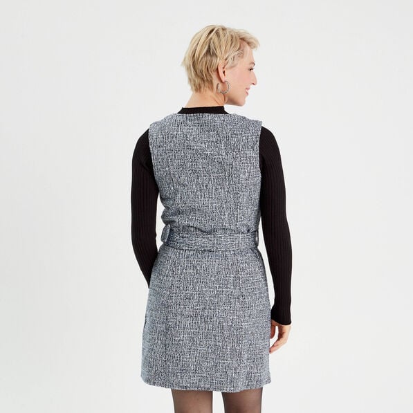 robe cintree ceinturee tweed bleu femme Robe cintrée ceinturée tweed bleu femme