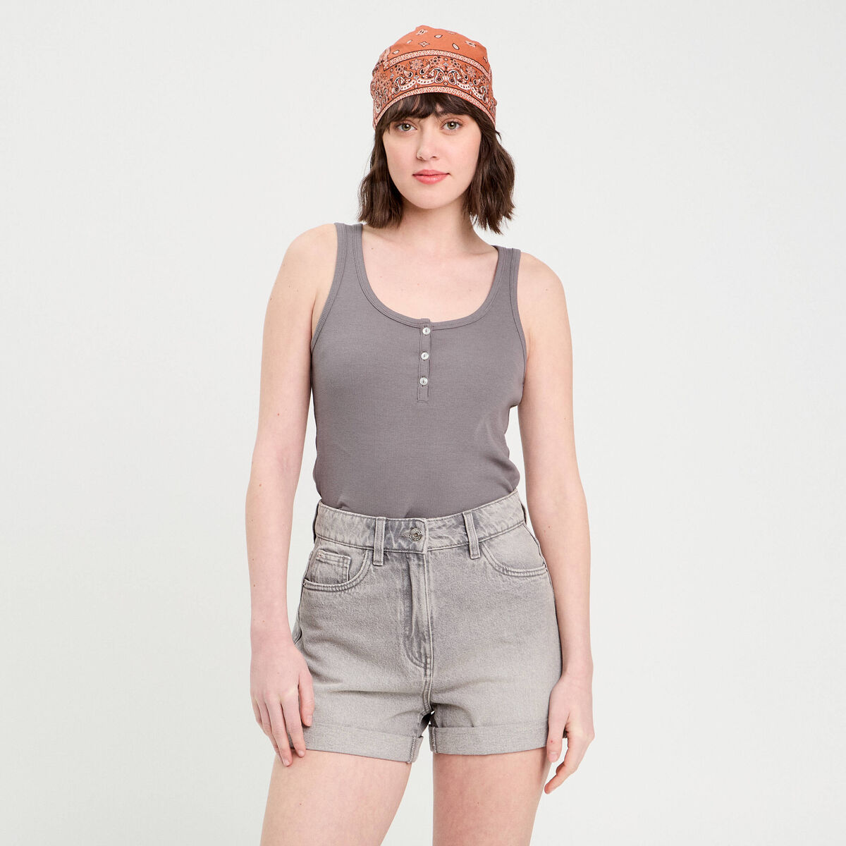 Débardeur sans manches gris foncé femme