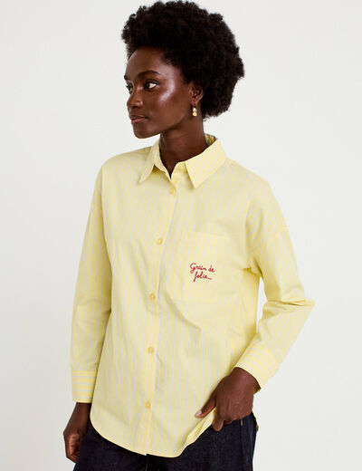 Chemise oversize manches longues jaune femme