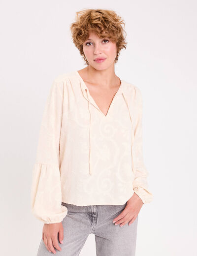Blouse manches longues ecru femme