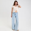 Blouse ajourée décolleté manches courtes ecru femme