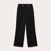 Pantalon large taille haute fluide noir femme
