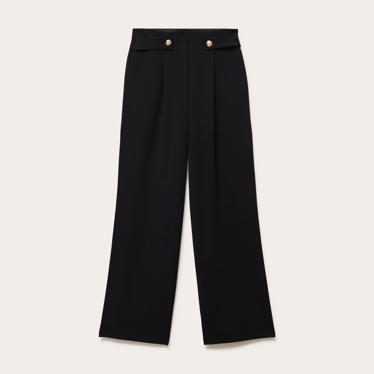 Pantalon large taille haute fluide noir femme