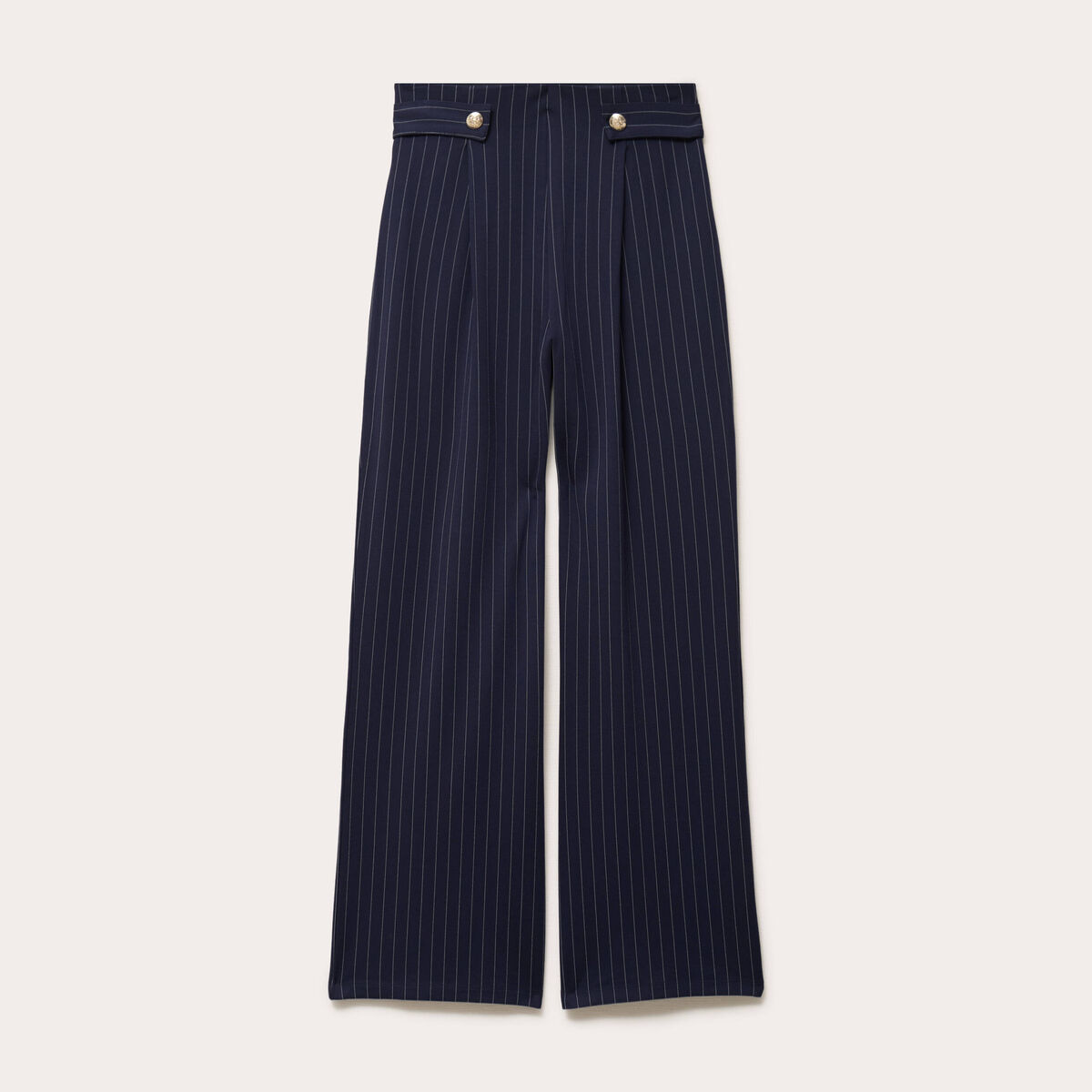 Pantalon bootcut taille haute fluide bleu fonc&eacute; femme