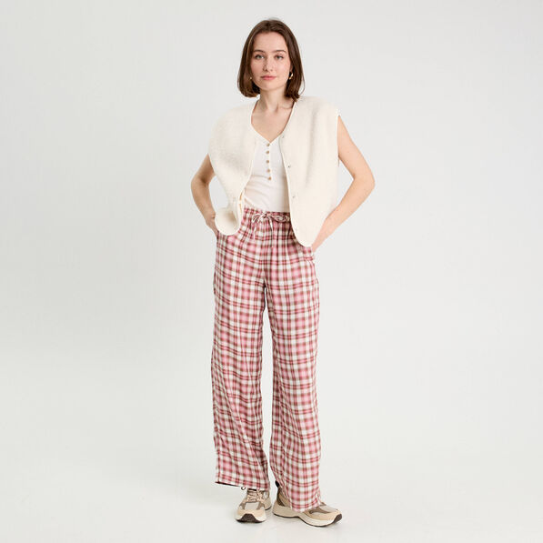 pantalon large taille haute rose femme Pantalon large taille haute rose femme