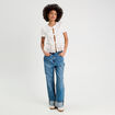 Jeans droit à revers denim double stone femme