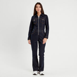 Combinaison pantalon en jean denim brut femme