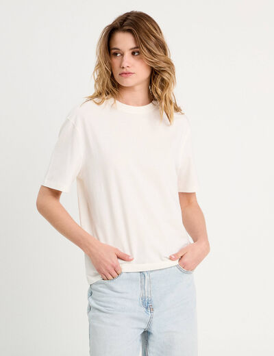 T-shirt oversize col rond ecru femme