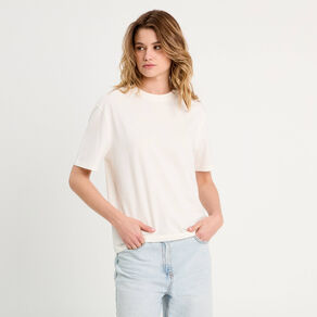 t shirt oversize col rond ecru femme T-shirt oversize col rond ecru femme