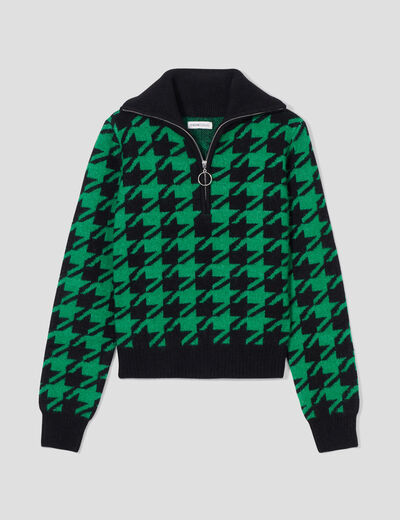 Pull col camionneur vert femme